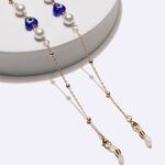 Металлическая нескользящая цепочка золотого цвета, с синими глазами, жемчугом и бусинами, для очков и масок GL1736