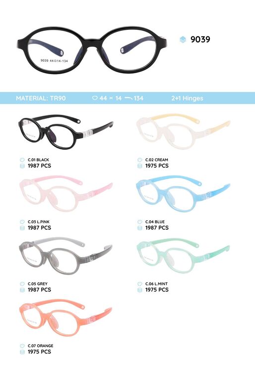 TR90 plastic eyeglasses frame for kids 9039