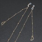 Металлическая нескользящая цепочка золотого цвета, с подвеской в виде крыльев ангела и бусинами, для очков и масок GL422