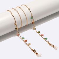 Gold-colored metal non-slip chain, with colorful small daisy, for glasses and masks GL1585
