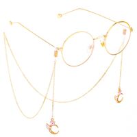 Gold-colored metal non-slip chain, with pendant angel moon, for glasses and masks GL355