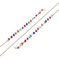 Gold-colored metal non-slip chain, with colorful crystal, for glasses and masks GL1298