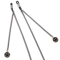 Металлическая нескользящая цепочка черного цвета, с подвеской в виде смайлика, для очков и масок GL410