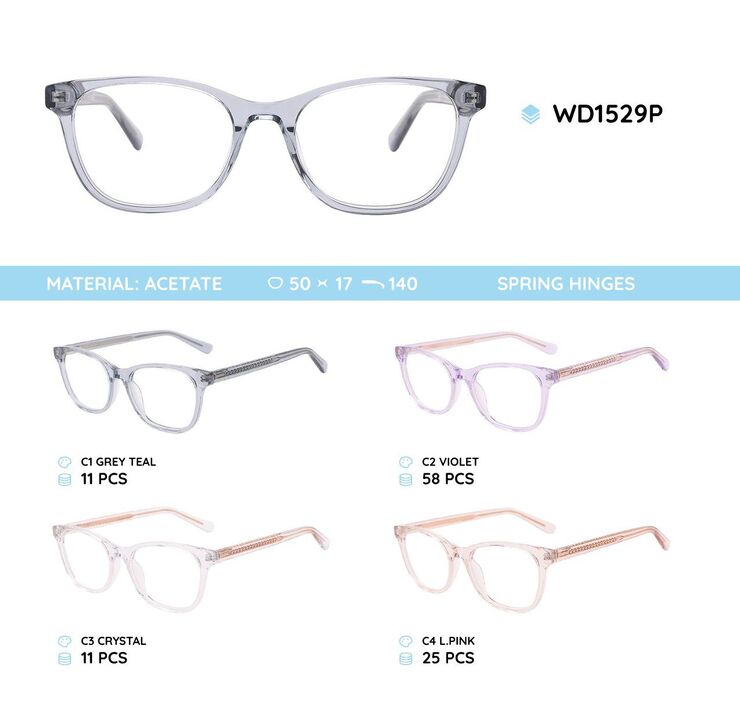 Plastic acetate eyeglasses frame for women with spring hinges WD1529P