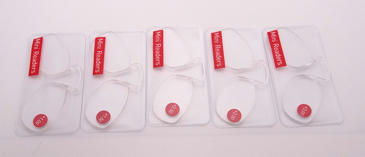 Plastic reading pince-nez glasses TR90 with case Mini Readers, diopters from +1,00 to +3.50 RMC=62-64