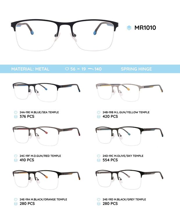 Металлическая оправа с дужками из материала TR-90 со встроенным флексом MR1010