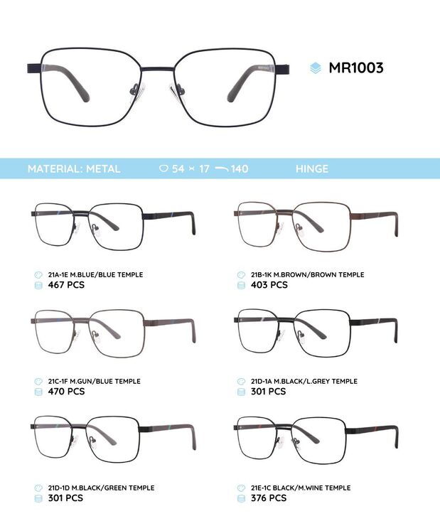 Metal frame with temples made of TR-90 material MR1003