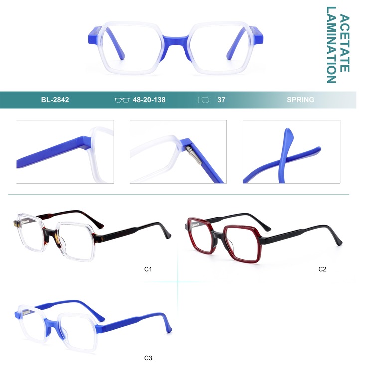 Plastic frames for glasses, acetate lamination with spring hinges Big City BL-2842