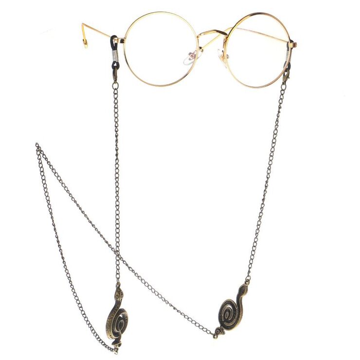 Металлическая нескользящая цепочка бронзового цвета, cо змеей, для очков и масок GL118