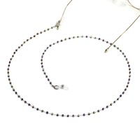 Металлическая нескользящая цепочка серебряная, с цветными квадратными кристаллами, для очков и масок GS041