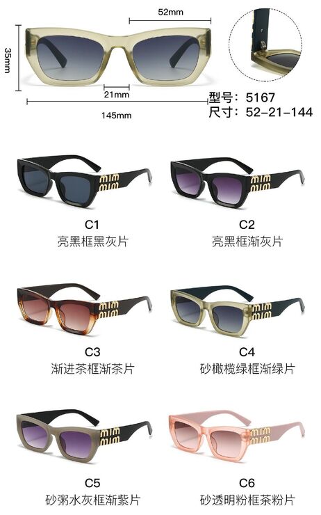 PC plastic sunglasses with metal hinge 5167W