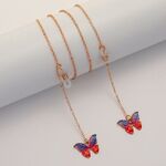 Металлическая нескользящая цепочка золотого цвета, с бабочкой, для очков и масок GL1853