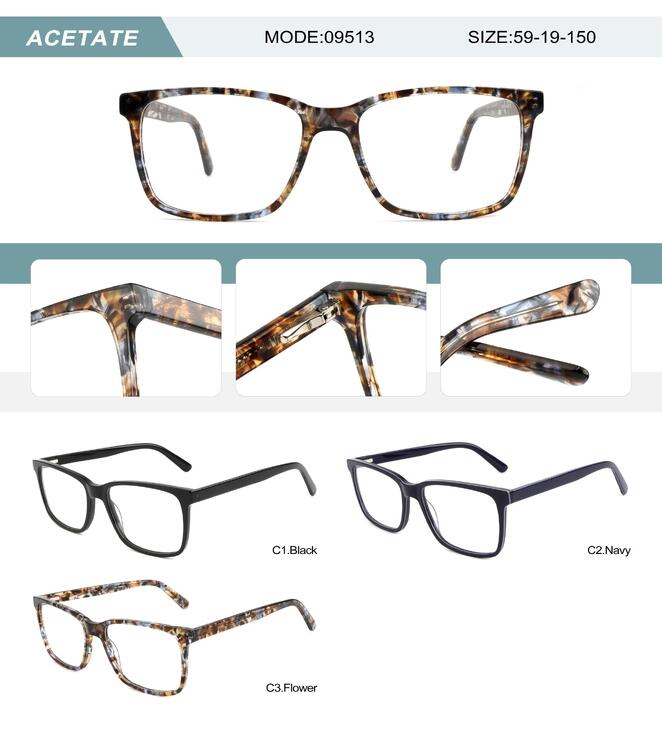 Plastic acetate frame for men with spring hinges 09513-DA