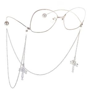 Metal non-slip chain, with pendant cross with pearl, for glasses and masks GL734