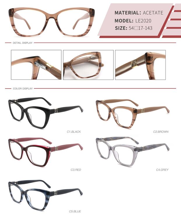 Plastic acetate frame with spring hinges LE2020-DA