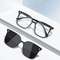 Оправа металлическая с защитой от синего света с флексом + магнитная солнцезащитная насадка (клипон) 7021-GT