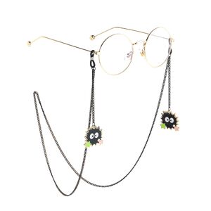 Black-colored metal non-slip chain, with pendant star briquettes, for glasses and masks GL840