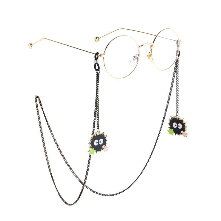 Металлическая нескользящая цепочка черного цвета, с подвеской брикеты со звездами, для очков и масок GL840