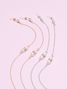 Gold and silver glasses chains with pearls and rhinestones set of two GM047