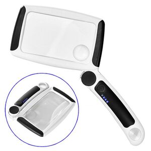 Magnifier with universal backlight, magnifying glass with handle 1366-XX, size: 107*64 mm, magnification: 5X, 20X, 45X