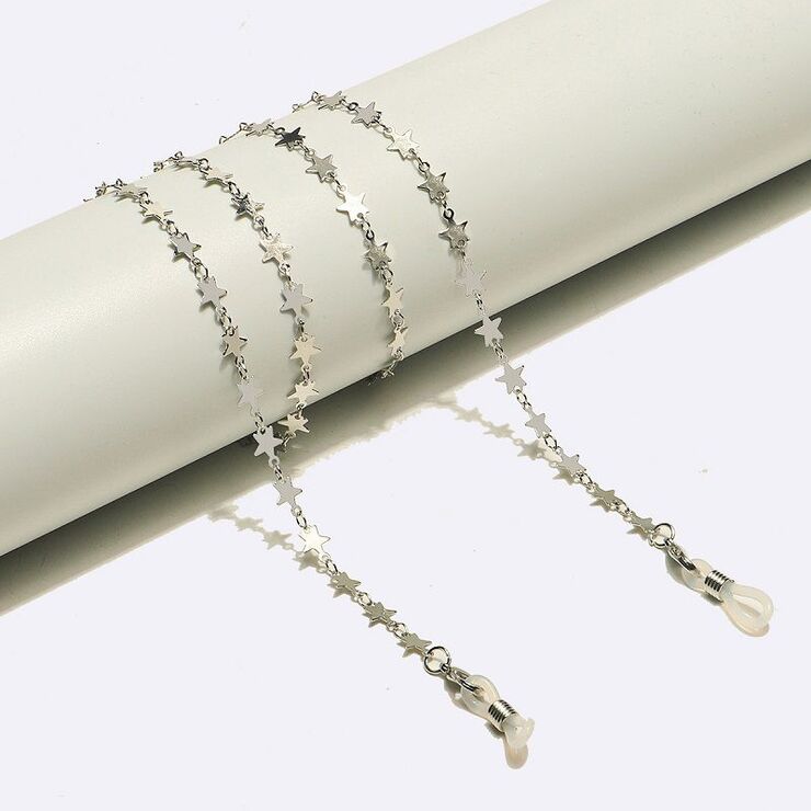 Металлическая нескользящая цепочка из звезд серебряного цвета, для очков и масок GL1641-2