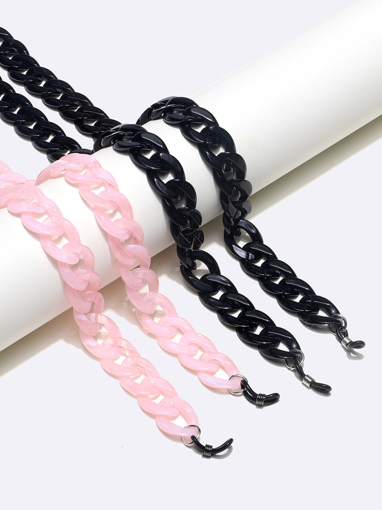 Set of two gold glasses chain with colorful glass GM152