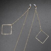Metal non-slip chain, with pendant geometric square, for glasses and masks GL380
