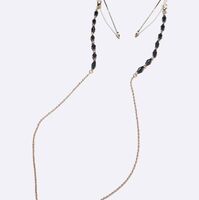 Gold-colored metal non-slip chain, with black crystal, for glasses and masks GL1383
