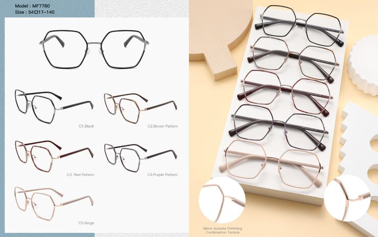 Оправа женская пластиковая из ацетата, комбинированная с металлом Big City MF7780