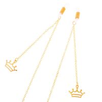 Gold-colored metal non-slip chain, with a princess crown pendant, for glasses and masks GL312