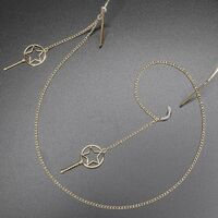 Gold-colored metal non-slip chain, with pendant style star and magic wand, for glasses and masks GL376