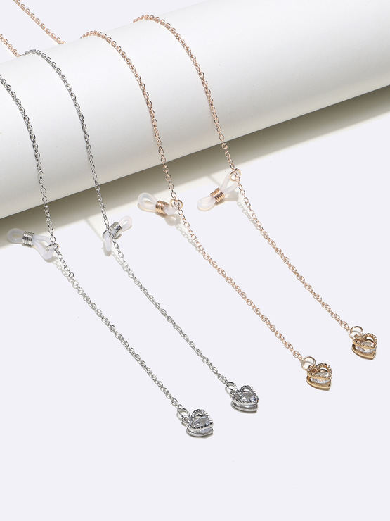 Набор из двух цепочек для очков красочных бусин и серебряных GM114