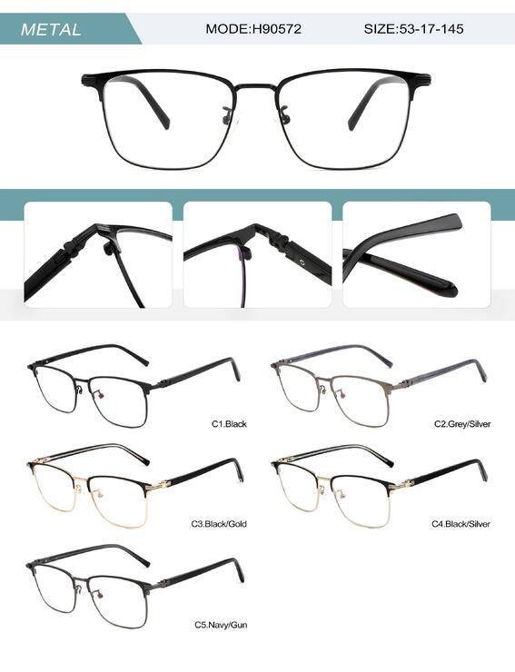 Metal frame for men with spring hinges H90572-DA