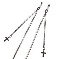 Black-colored metal non-slip chain, with pendant cross, for glasses and masks GL370