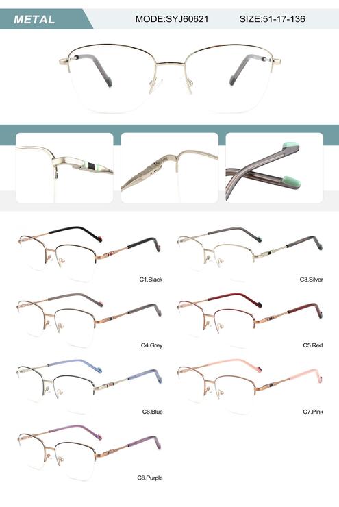 Metal nylor frame for women with spring hinges SYJ60621-DA