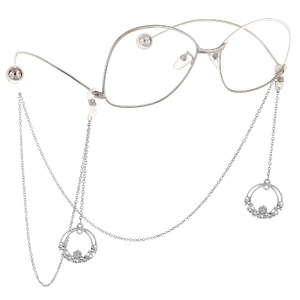 Metal non-slip chain, with pendant round flower, for glasses and masks GL731