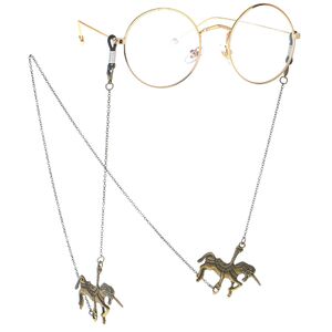 Bronze-colored metal non-slip chain, with unicorn horse, for glasses and masks GL121