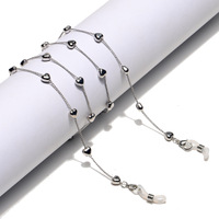 Metal non-slip chain, with peach heart, for glasses and masks GL845