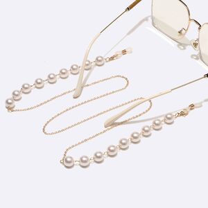 Gold-colored metal non-slip chain, with pearl 10 mm, for glasses and masks GL1452