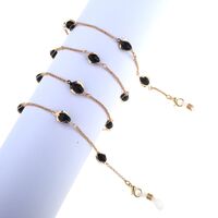 Gold-colored metal non-slip chain, with black crystal, for glasses and masks GL800