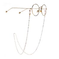 Gold-colored metal non-slip chain, with square crystal, for glasses and masks GL1001