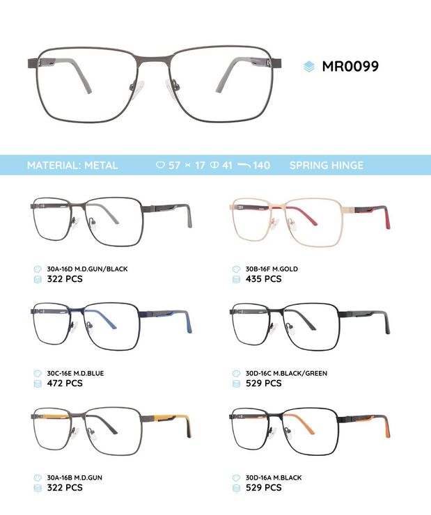 Металлическая оправа с дужками из пластика TR-90 с флексом MR0099