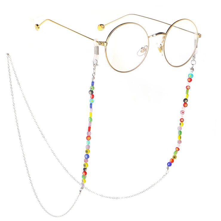 Металлическая нескользящая цепочка, со стекляными бусинами, для очков и масок GL179