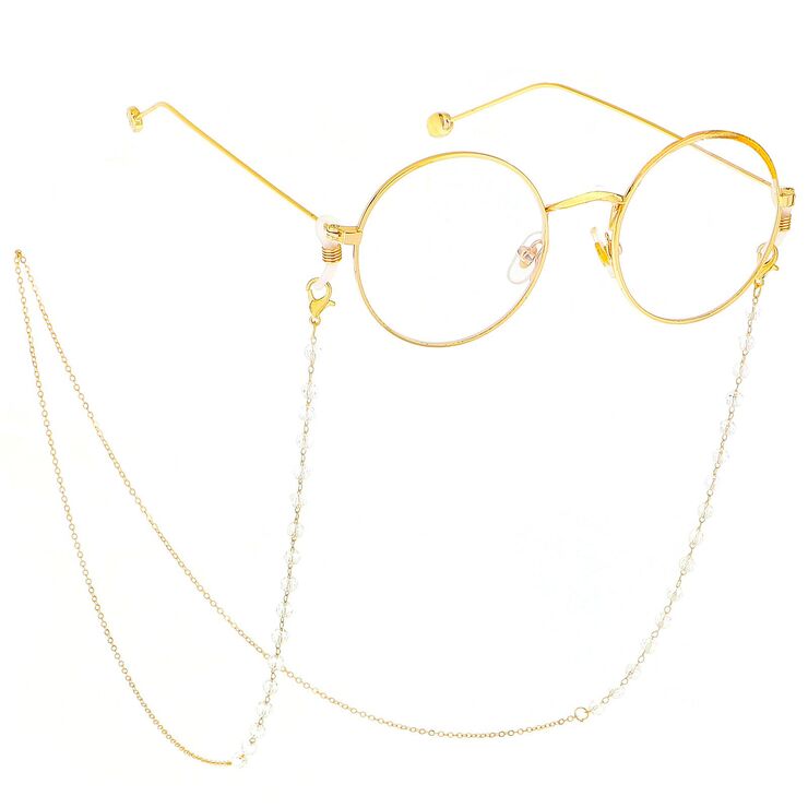 Gold-colored metal non-slip chain, with crystal, for glasses and masks GL397