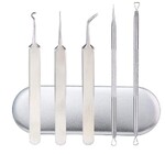 Stainless steel tweezers set of 5 pieces in metal cases J8006 不锈钢3件套镊子