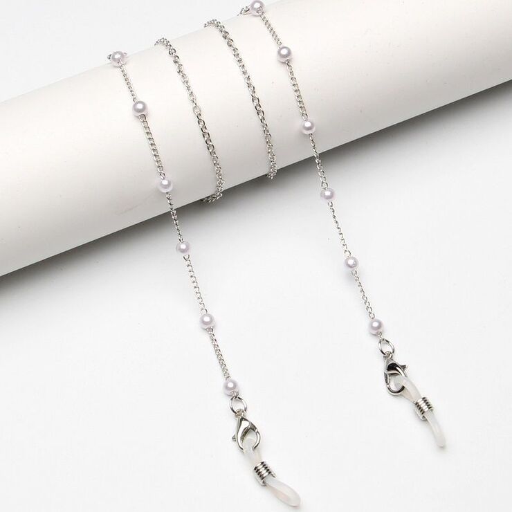 Металлическая нескользящая цепочка, c жемчугом, для очков и масок GL1896