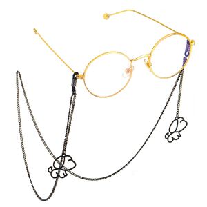 Black-colored metal non-slip chain, with pendant puppy, for glasses and masks GL655
