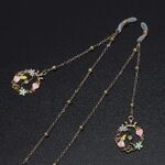 Металлическая нескользящая цепочка золотого цвета, с кулоном цветочная девочка и бусинами, для очков и масок GL577