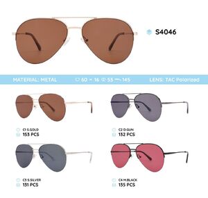 Солнцезащитные поляризационные очки в металлической оправе полуободковые с флексом S4046