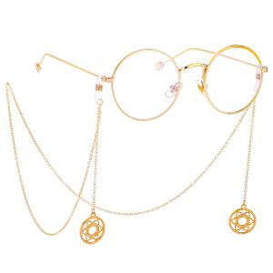 Metal non-slip chain, with pendant six-pointed star, for glasses and masks GL447